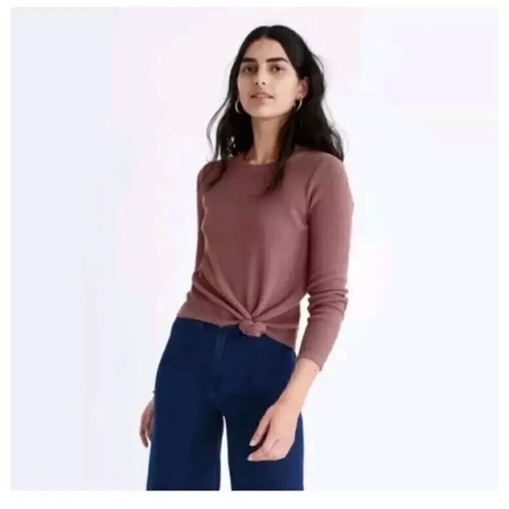 Madewell Texture & Thread Jacquard Knot-Front Top Mauve Size M K4412